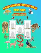 word search puzzle book for kids: many fruits, vegetables, animals, insects, and birds, size 8.5"x11, 58 pages — Graphic Novels
